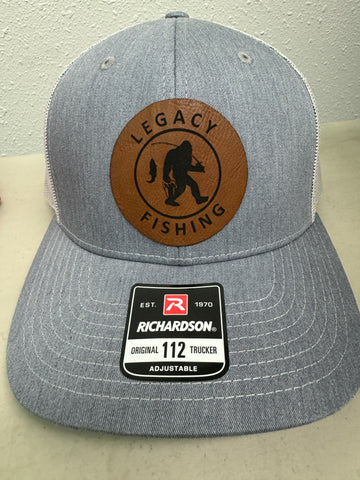 Legacy Fishing Hats Grey Sasquatch Leather Patch