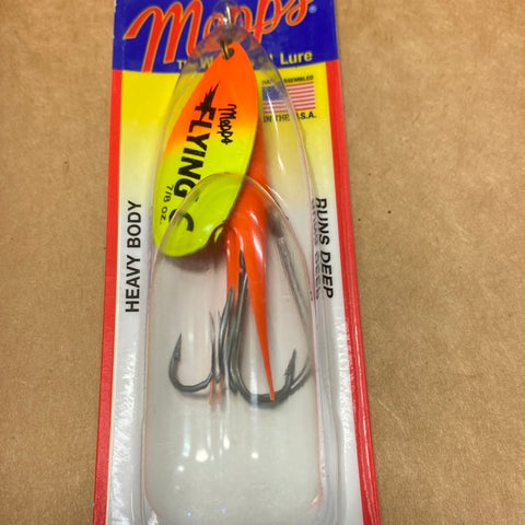 Mepps Flying C Spinner w/ Single & Treble Hook - 7/8 oz Hot Orange / Hot Orange / Hot Chartreuse 7/8 oz