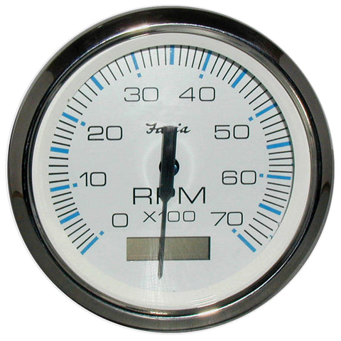 Faria Chesapeake White SS 4" Tachometer w/Hourmeter - 7000 RPM (Gas) (Outboard) [33840]