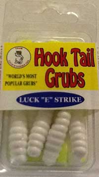 Luckie Strike Curl Tail Grub 3" 10ct White-Chartreuse Glitter