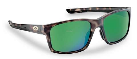 Flying Fisherman Freeline Polarized Sunglasses, Matte Tortoise Frame, Amber-Green Mirror Lens