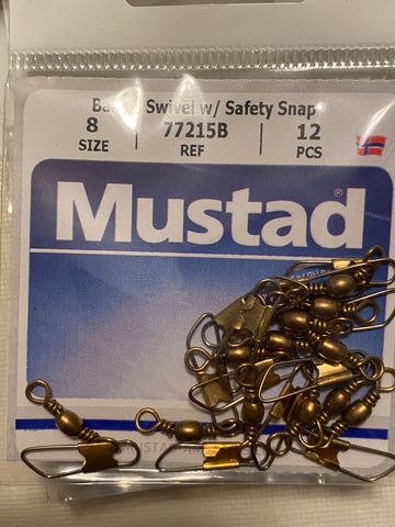 Mustad barrel swivel with safety snap