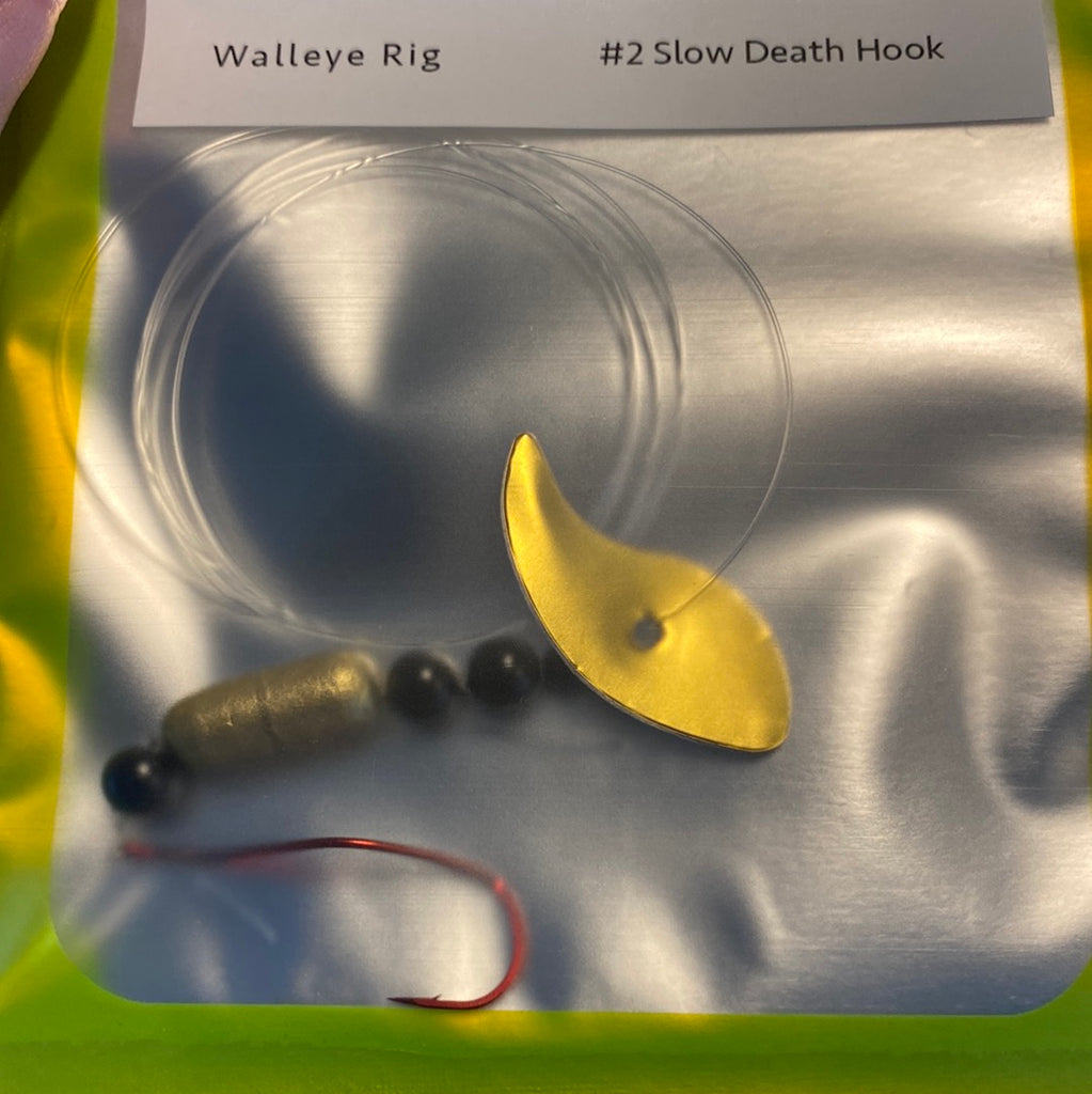 Walleye Red Slow Death Hook Spinner Blade Blades Rigs (Yellow
